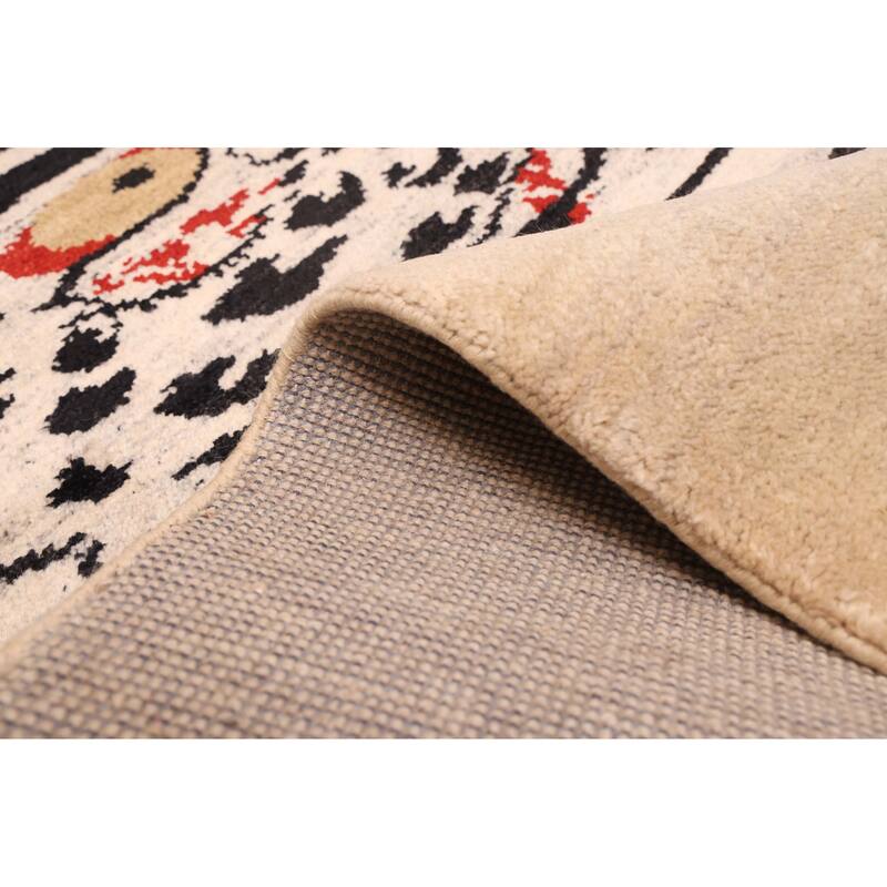 ECARPETGALLERY Hand-knotted Peshawar Ziegler Ivory Wool Rug - 5'0 x 6'10