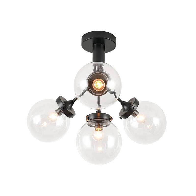 Modern 4-Light Glass Bubble Sputnik Semi Flush Ceiling Light