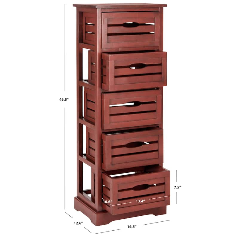 SAFAVIEH Cinda Black Storage 5-Drawer Cabinet - 16.5" x 12.6" x 46.5" - 17Wx13Dx47H