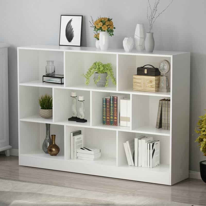 40.9'' H x 55.1'' W Geometric Bookcase Living room storage bookshelf