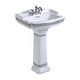 preview thumbnail 7 of 10, India Reserve 22.8" White Porcelain Wall Mount Pedestal Sink with Green Gold Accent - Renovators Supply