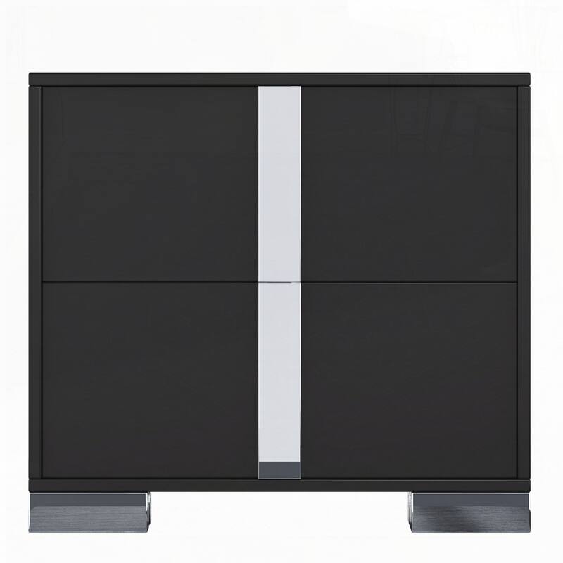 Elegant Nightstand with Metal Handle