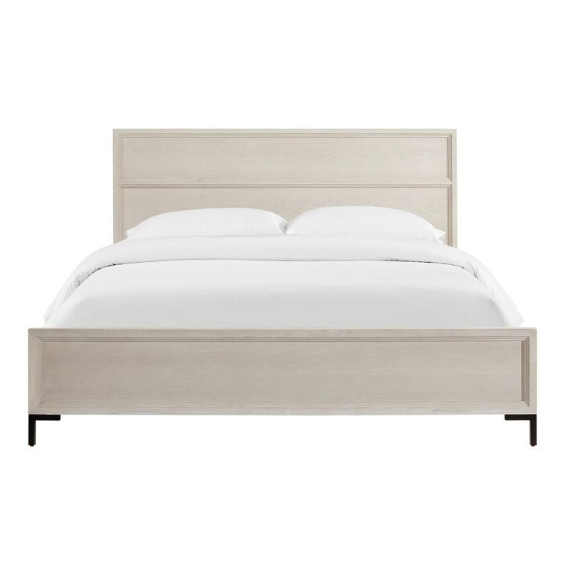 White Panel Bed - Platform Bed Frame with Metal Legs & Masonite Sheets