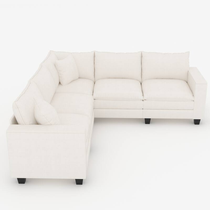 GDFStudio - Chenille L-Shaped 97" 5-Seater Sectional Sofa with Armrest Storage