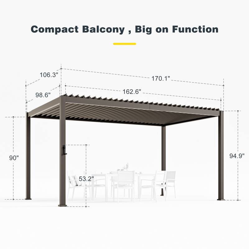 Patio Louvered Pergola with Adjustable Roof, Aluminum Steel Pergola
