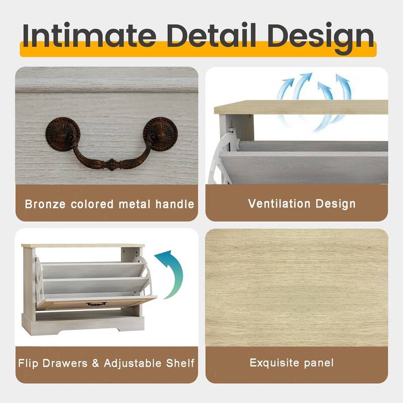 Anmytek Modern Shoe Storage Cabinet Entryway Organizer with Flip Door Hallway Mudroom