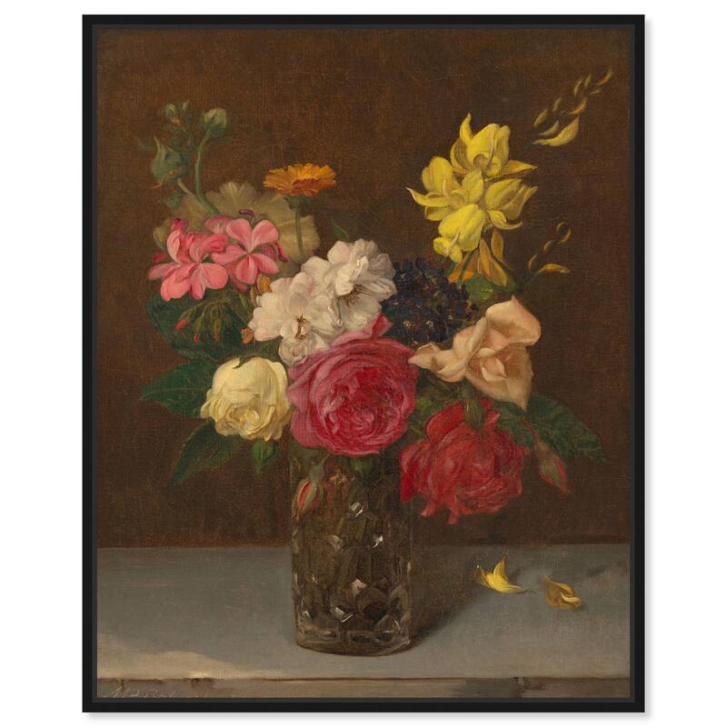 Babcock Flowers in Cut Glass Canvas by Art Remedy - Black - 36" x 45"