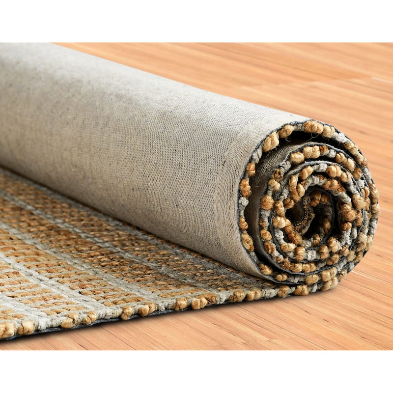Sevita Jute Grid Area Rug, Natural and Gray