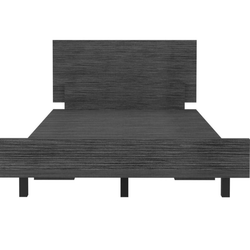 Smokey Oak Twin Bed Base with Headboard, Modern Classic Design, Easy Assembly