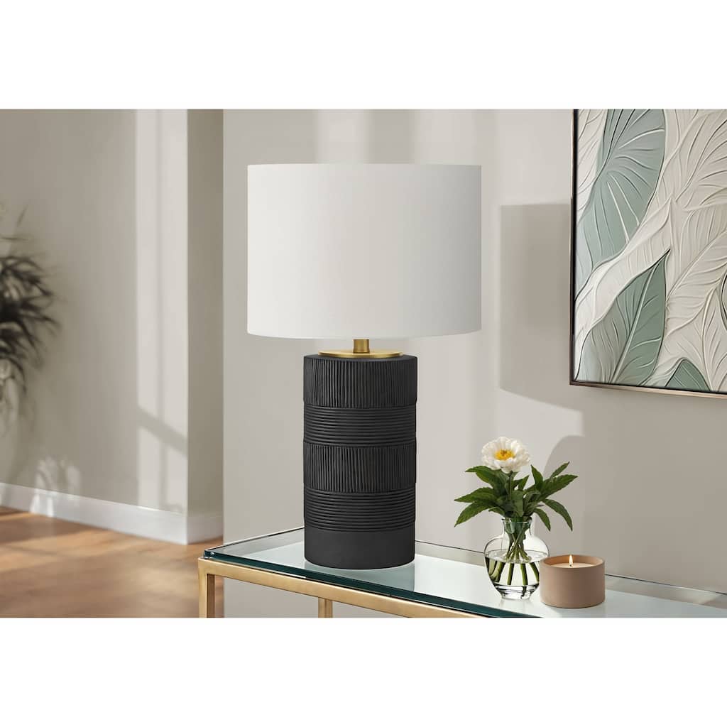 Lighting, 24"h, Table Lamp, Black Resin, Ivory / Cream Shade, Contemporary