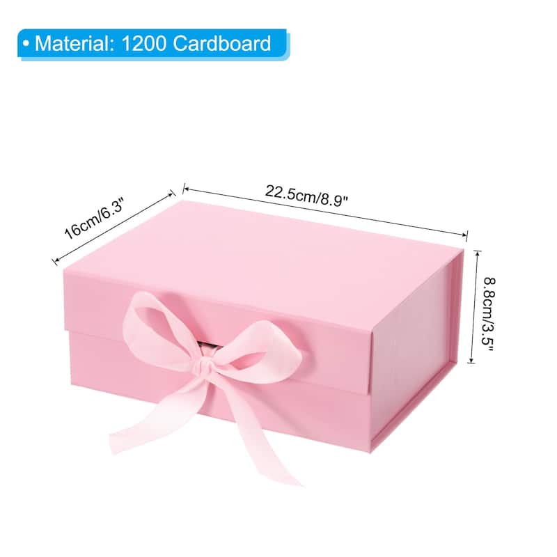 9x6x4 Inch Magnetic Gift Box Collapsible Paper Party Favor Boxes - 9x6x4 Inch - Pink