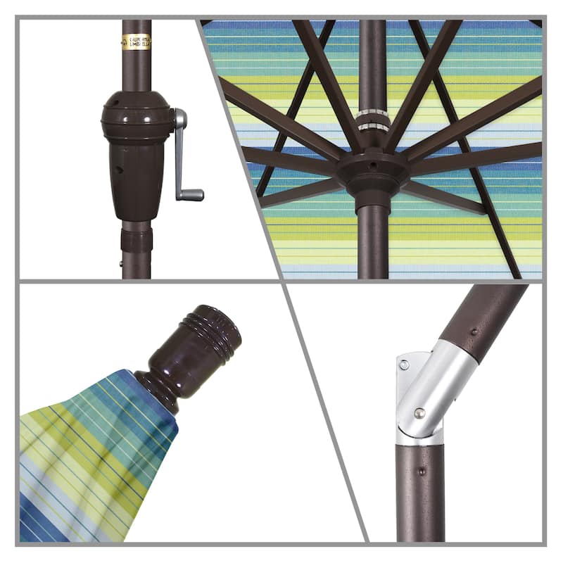 California Umbrella 11' Rd Sunset Series Patio Umbrella Bronze Aluminum Frame Crank Lift Auto Tilt Sunbrella