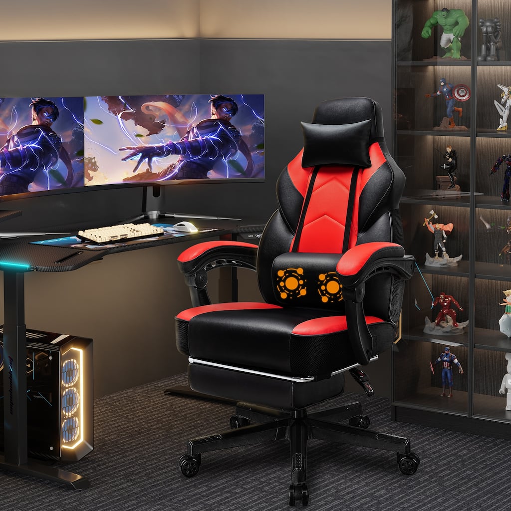 Adjustable Comfortable Game Chair Swiveling PC & Racing with Footrest
