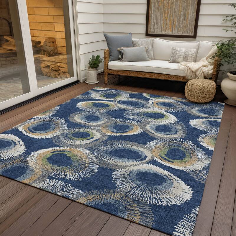 Machine Washable Indoor/ Outdoor Modern Spikey Chantille Rug