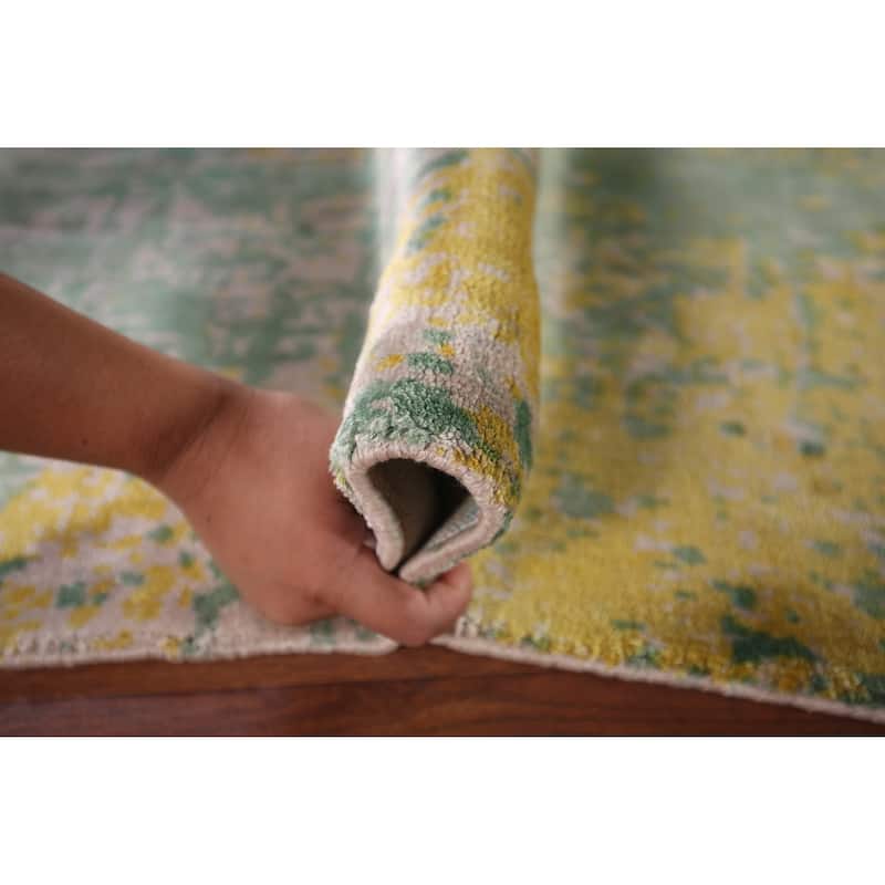 Contemporary Abstract Indian Accent Rug Handmade Wool Carpet - 4'5" X 6'5"