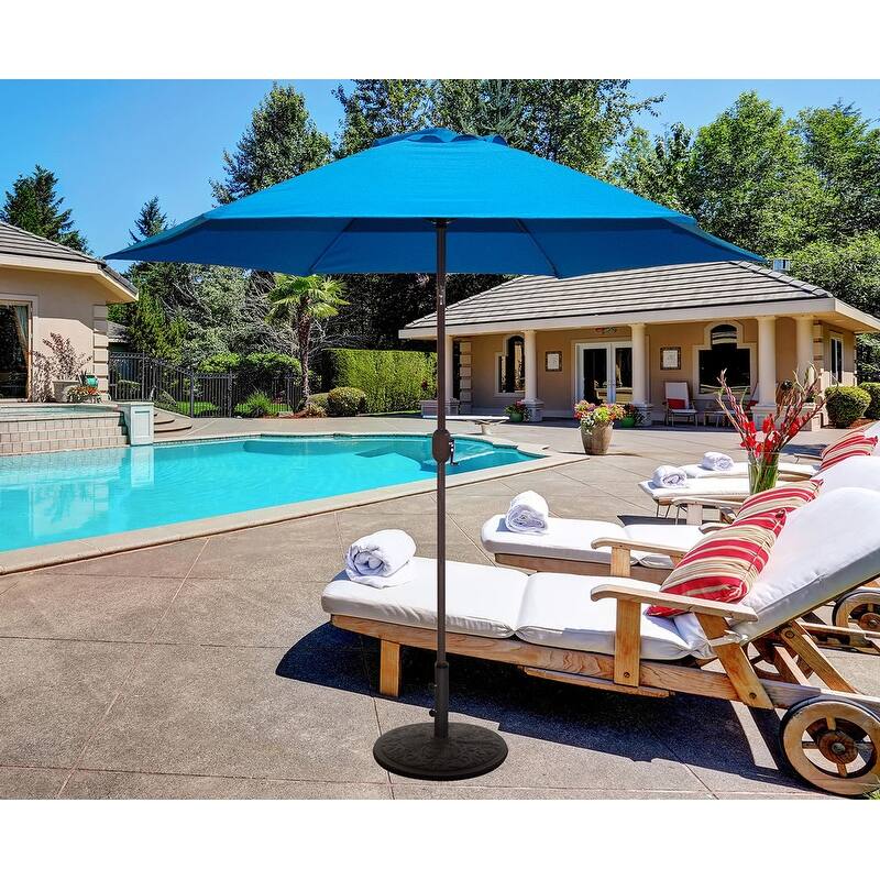 Tropishade 9 ft. Aluminum Bronze Patio Umbrella with Blue Cover
