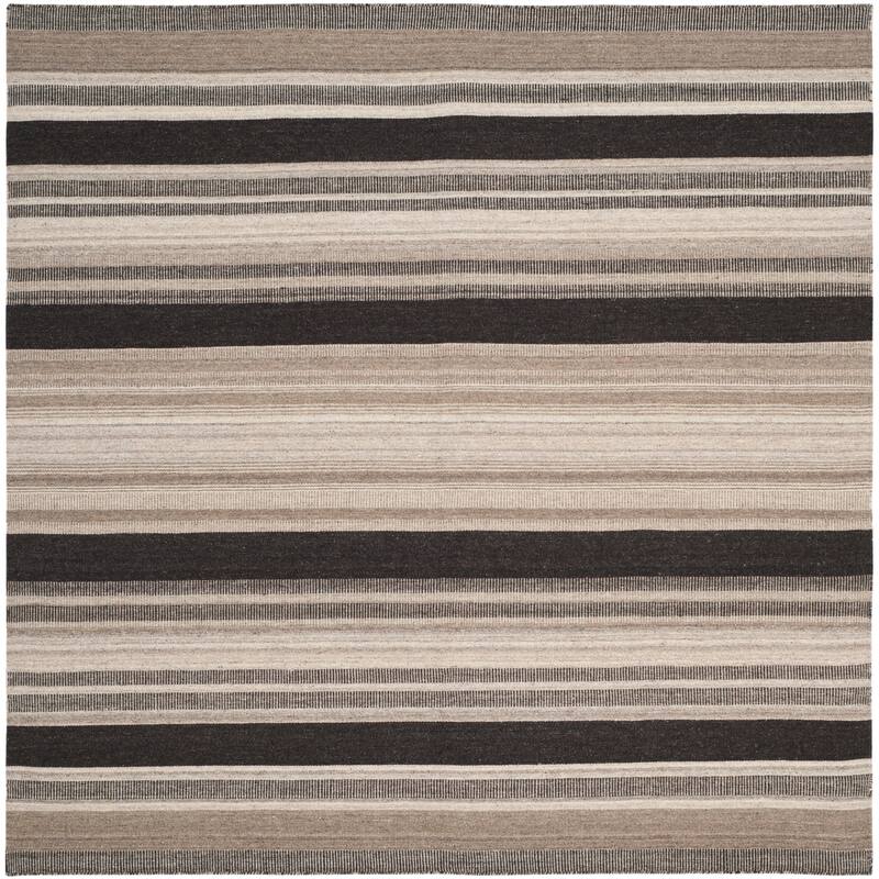 SAFAVIEH Handmade Flatweave Dhurries Cornella Modern Moroccan Wool Rug - 6' Square - Natural/Black