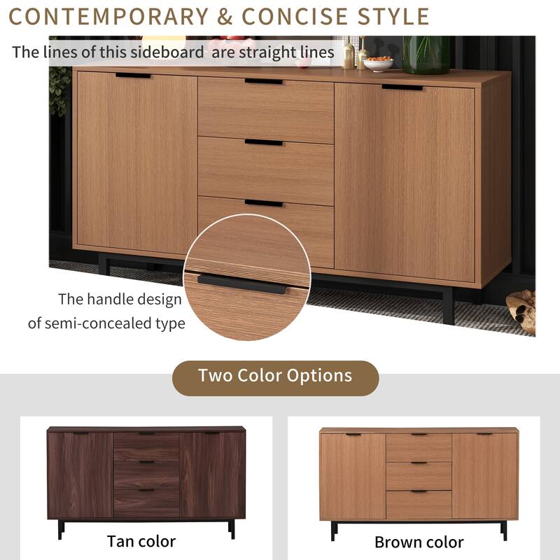 Contemporary Style Large Storage Space Particleboard Sideboard