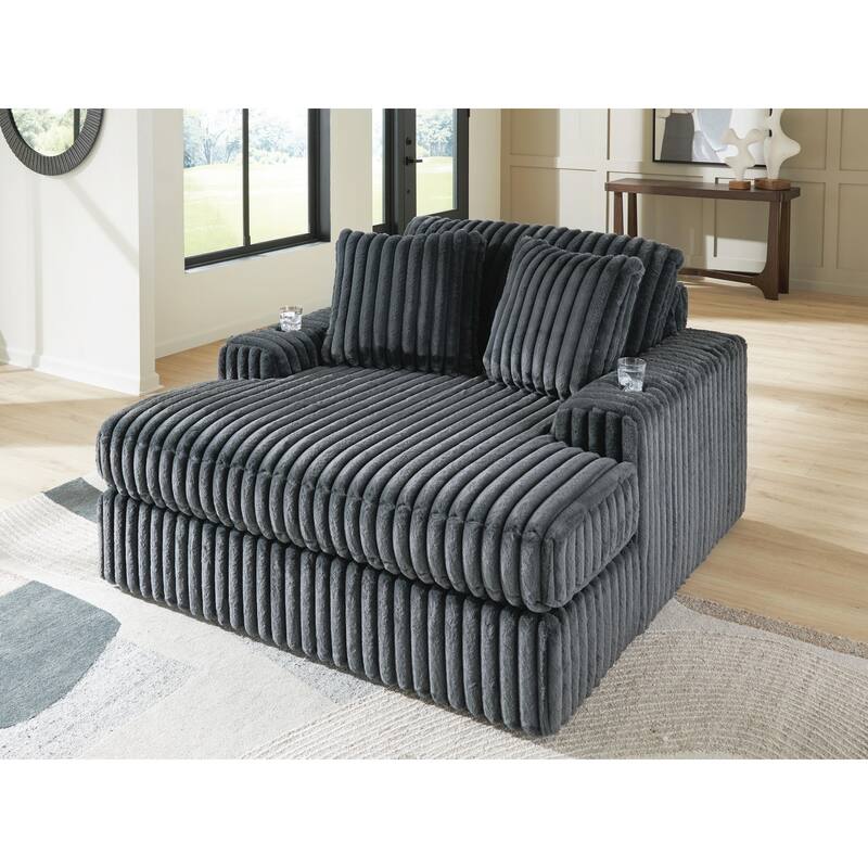 Signature Design by Ashley Midnight-Madness Dark Gray Oversized Chaise - 64"W x 68"D x 41"H