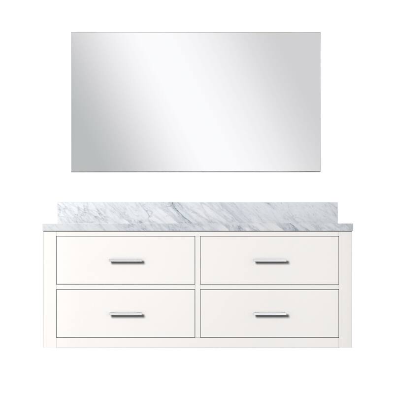 Castor Bath Vanity with Carrara Marble Top, Sink and Mirror - 48 inch - White