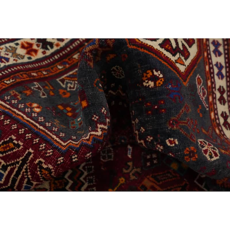 Hand Knotted Oriental 100% Wool Carpet Traditional Tribal Red Shiraz Area Rug - 8' 4'' X 5' 4''