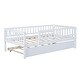 preview thumbnail 1 of 10, White Twin Size Daybed with Trundle, Twin Bed with Fence Guardrails White - Twin