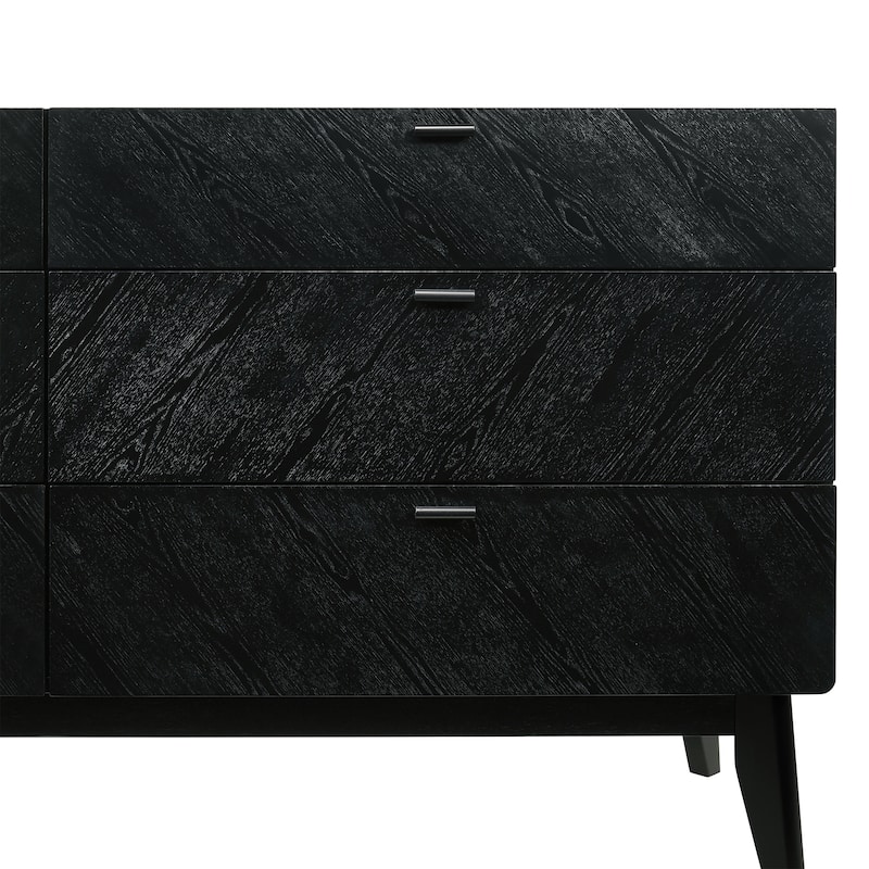 Petra Black Wood 6-Drawer Double Dresser