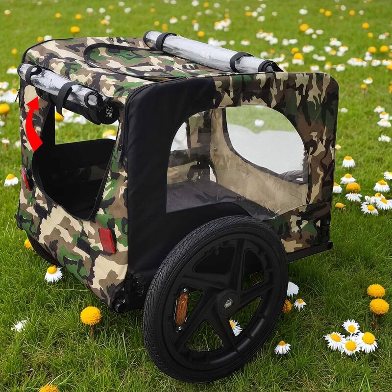 Heavy Duty Foldable Pet Bike Trailer - Dog & Cargo Carrier with 16-Inch All-Terrain Wheels and Universal Hitch