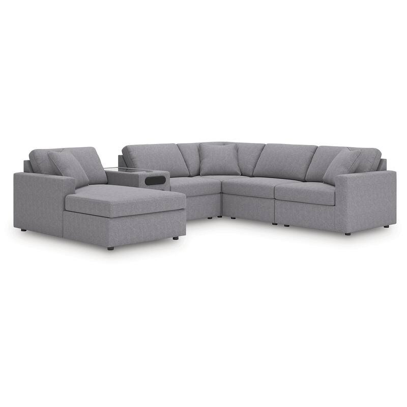 Signature Design by Ashley Modmax 6-Piece Sectional with Audio System and Chaise - 125" W x 107" D x 36" H - Grey - Right Facing