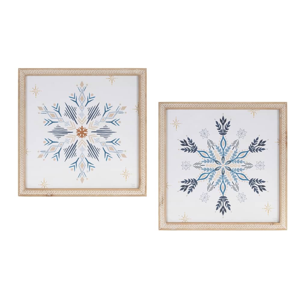 Snowflake Print (Set of 12) 13.5"SQ MDF - White, Blue
