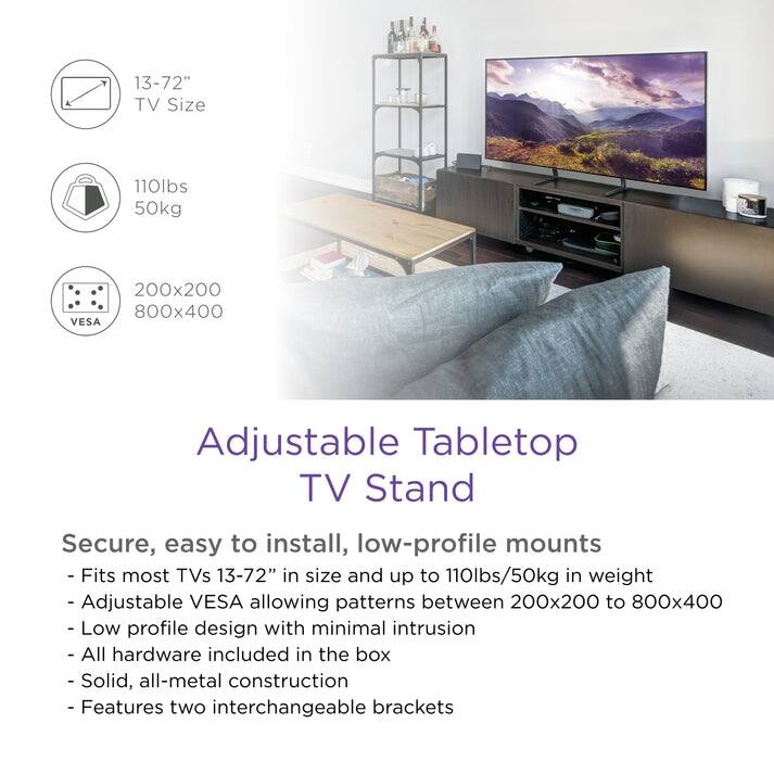 ProMounts Premium Fixed Tabletop TV Stand Mount for 13 to 72 inch Screens, Holds up to 110Lbs