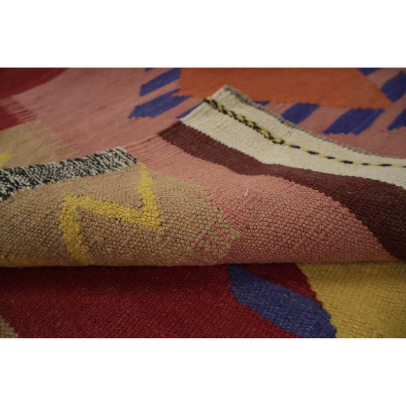 Hand Woven Oriental 100% Wool Carpet Southwestern Modern Multi-Colored Kilim Area Rug - 9' 9'' X 6' 8''
