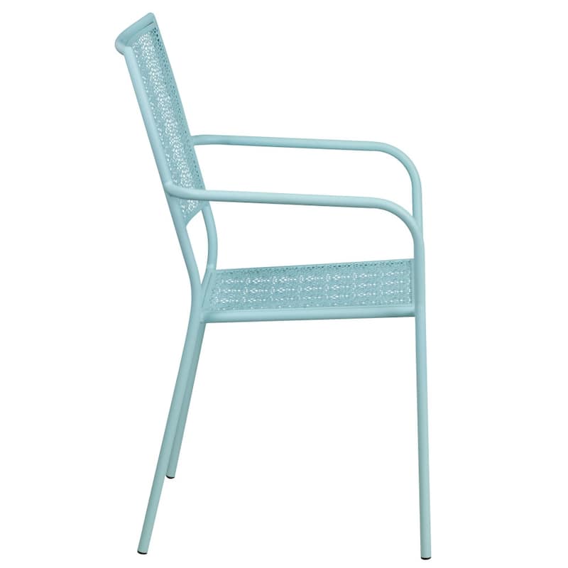 Indoor-Outdoor Steel Patio Arm Chair with Square Back