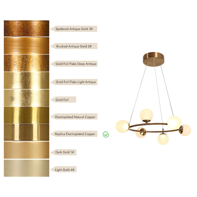 Modern Brass 6-Light Gold LED Integrated Wheel Chandeliers for Living Room - 26" D x 9" H