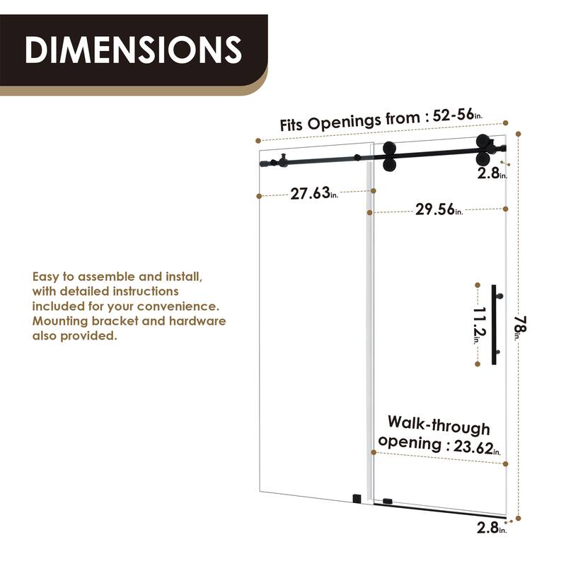 Altair Lazaro Single Sliding Frameless Shower Door with Clear Glass