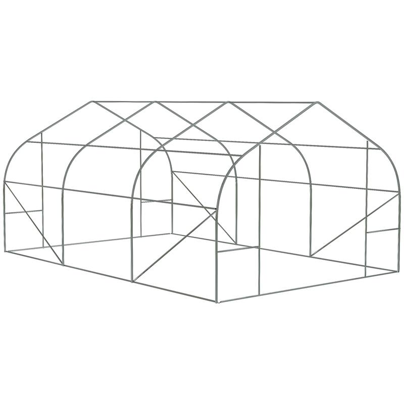 Outsunny 11.5' x 10' x 6.5' Outdoor Walk-In Tunnel Greenhouse Hot House with Roll-up Windows, Zippered Door, PE Cover, Green