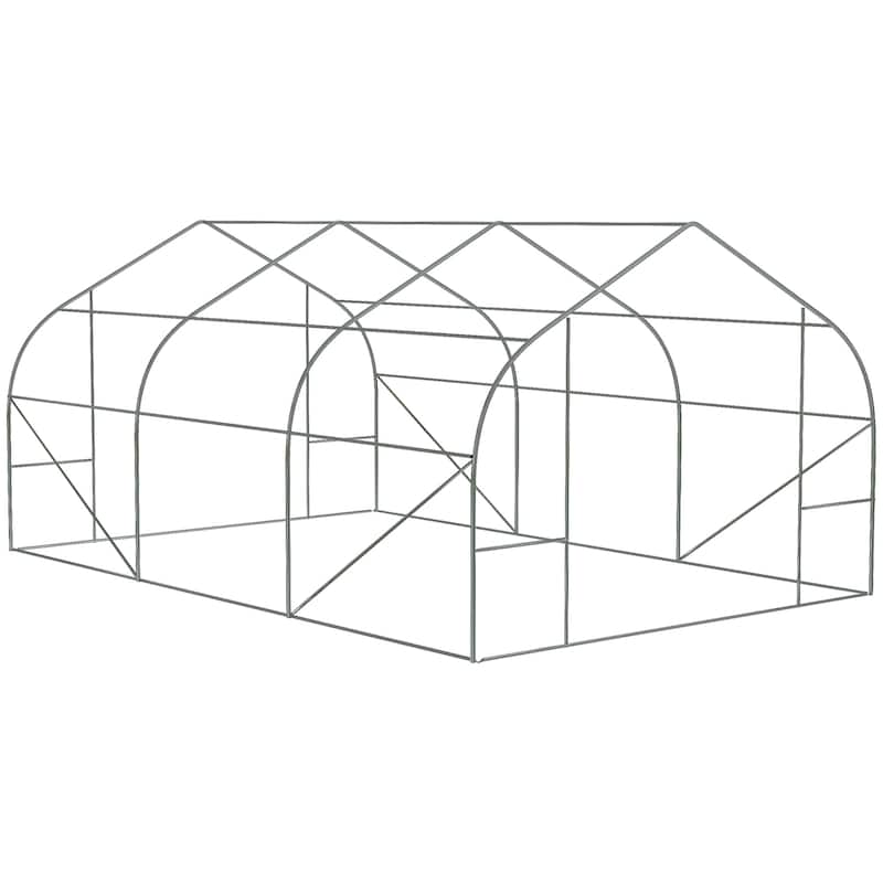 Outsunny 11.5' x 10' x 6.5' Outdoor Walk-In Tunnel Greenhouse Hot House with Roll-up Windows, Zippered Door, PE Cover, Green