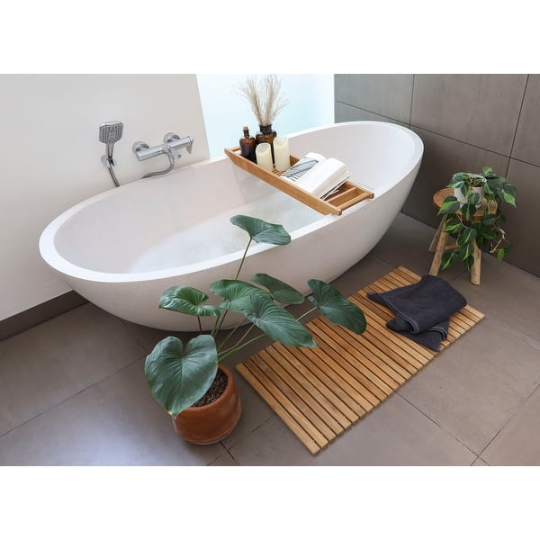 Nordic Style 24 in. x 24 in. Natural Beige Teak Indoor and Outdoor Shower/Bath Mat