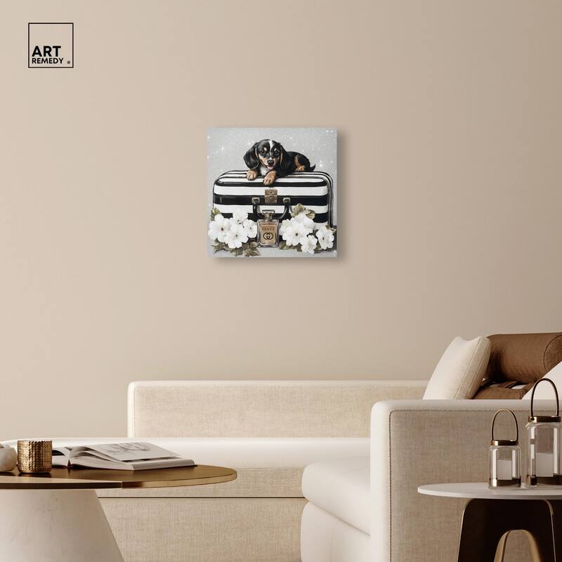 Doxxie Luggage Flowers Canvas by Art Remedy, Gallery Wrapped
