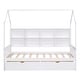 preview thumbnail 5 of 7, Kids Roof House Bed Wood Bed Frame with 2 Pull-out Drawers & Storage Headboards Bed, Storage Platform Bed