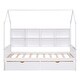 preview thumbnail 5 of 9, Twin Size House Bed with 2 Drawers & Storage Shelf, Wooden Low Platform Bedframe Daybed with Roof for Kids, Teens, Girls, Boys