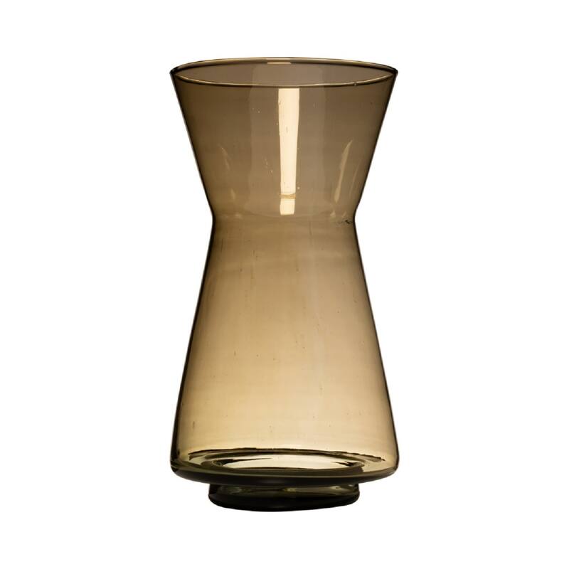 Hourglass Style Recycled Glass Vase - 11.75" - Amber Brown