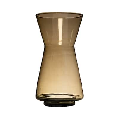Hourglass Style Recycled Glass Vase - 11.75" - Amber Brown