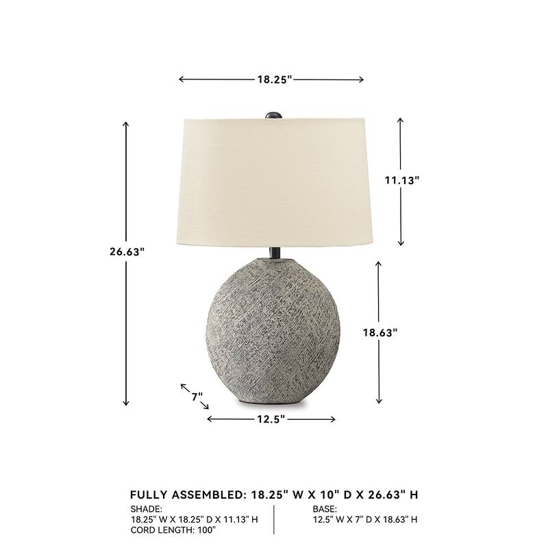 Harif Casual Beige Paper Table Lamp - 18"W x 10"D x 26"H