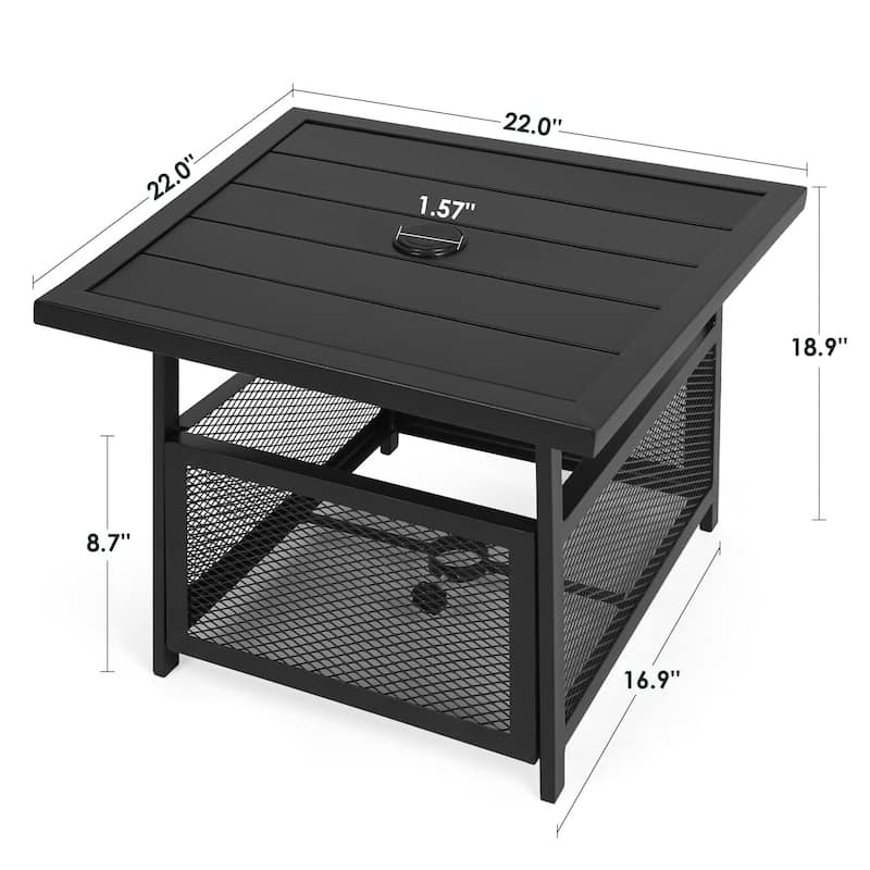 Outdoor Patio Side Table Coffee Bistro Table with 1.57'' Umbrella Hole