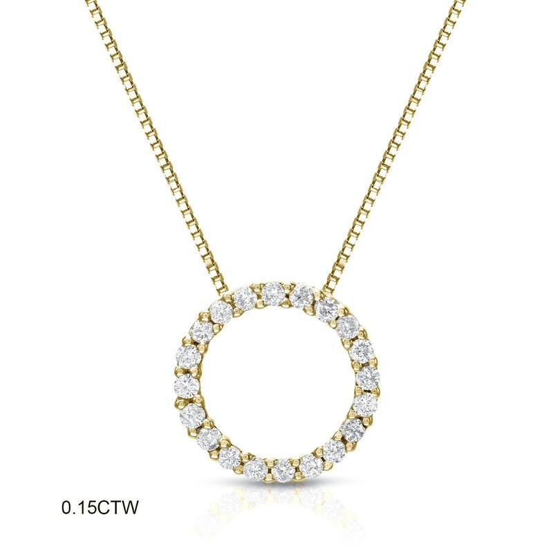 Auriya 14K Yellow Gold Diamond Circle Pendant Necklace - 0.15ctw
