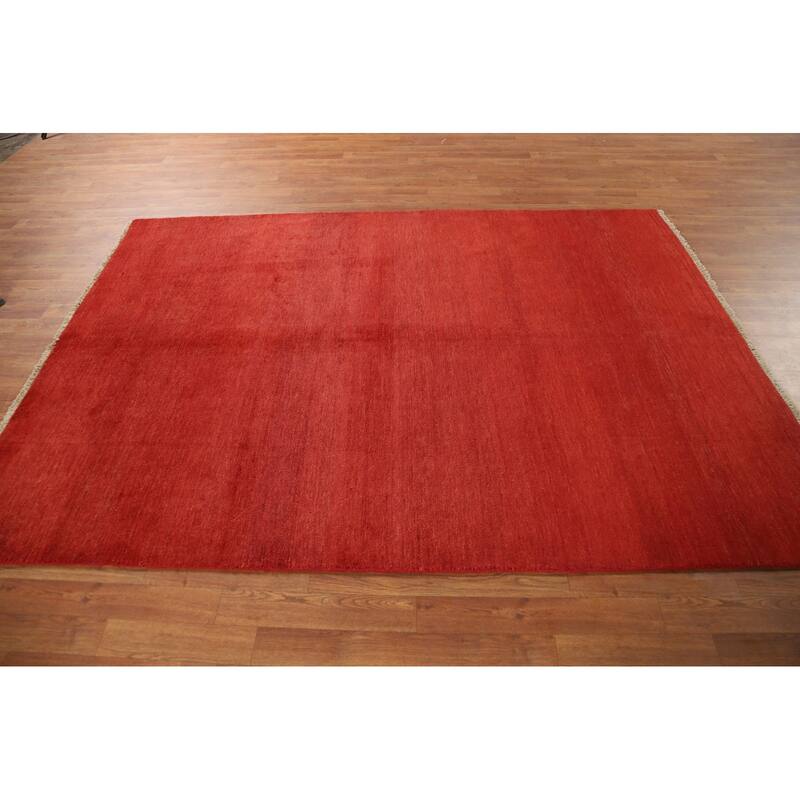 Modern Red Gabbeh Oriental Area Rug Hand-Knotted Wool Carpet - 5'6"x 7'10"