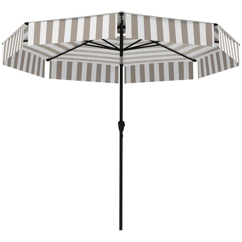 8.6 ft Outdoor Patio Umbrella for Garden Deck or Patio with Easy Hand Crank and Stable Design - 103.5"Dia x 98.8"H - Light Grey-White