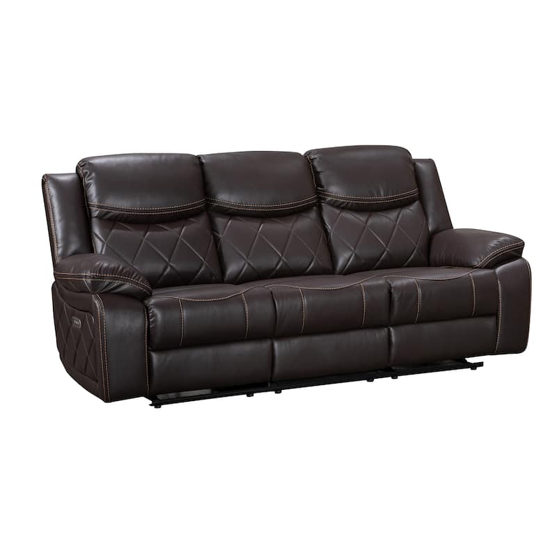 Contemporary Living Room Faux Leather Upholstered Power Reclining Sofa
