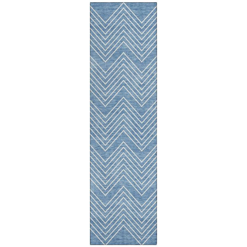Machine Washable Indoor/ Outdoor Modern Chevron Chantille Rug